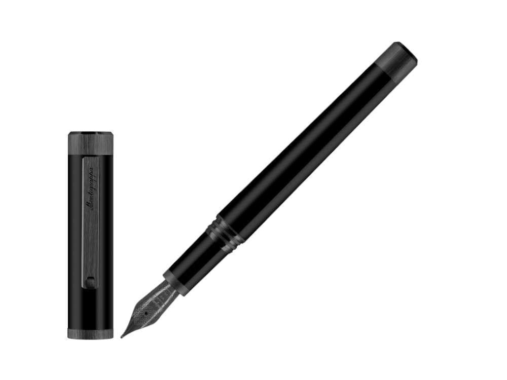 Montegrappa Zero Fountain Pen, Ultra Black Ruthenium, ISZEI-4C