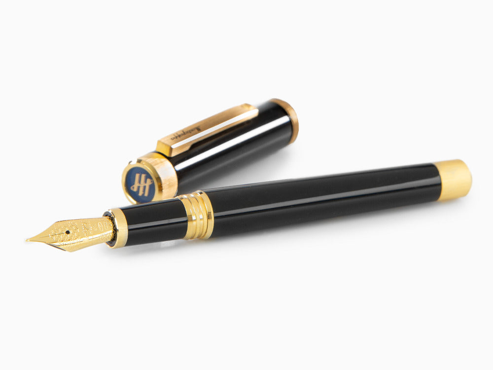 Montegrappa Zero Fountain Pen, Black Resin, Yellow gold trims, ISZEI-4Y