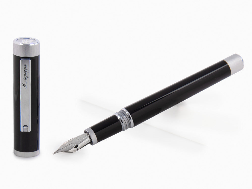 Montegrappa Zero Fountain Pen, Black Resin, 14k Gold Flex, ISZEI-XP