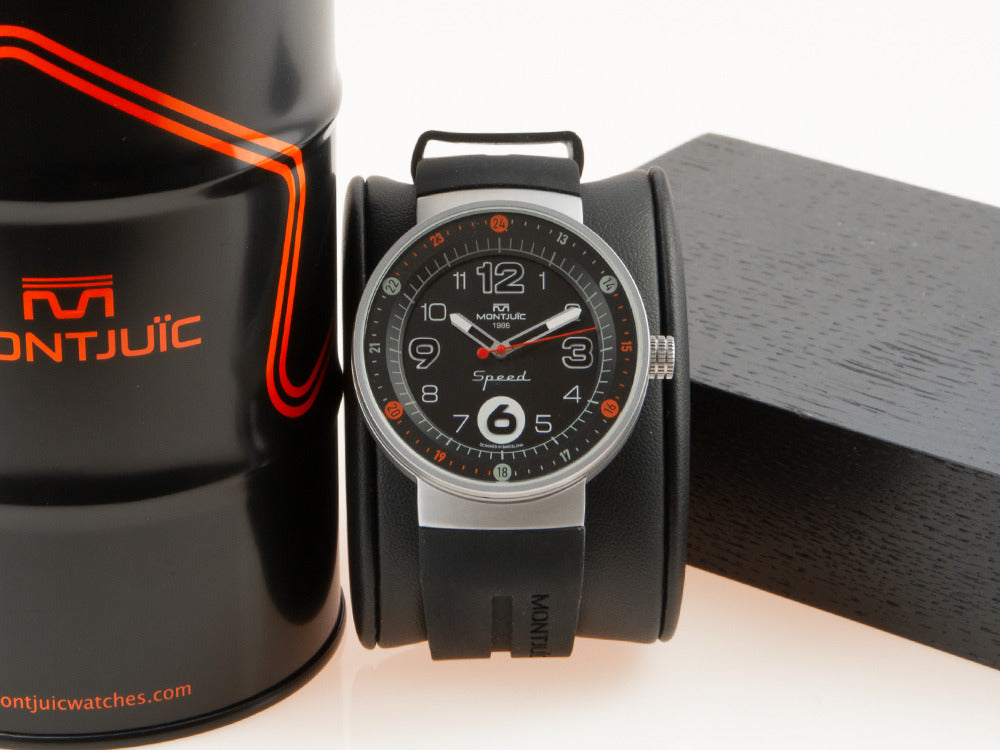 Montjuic Standard Quartz Watch, Stainless Steel 316L, Black, 43 mm, MJ1.0101.S