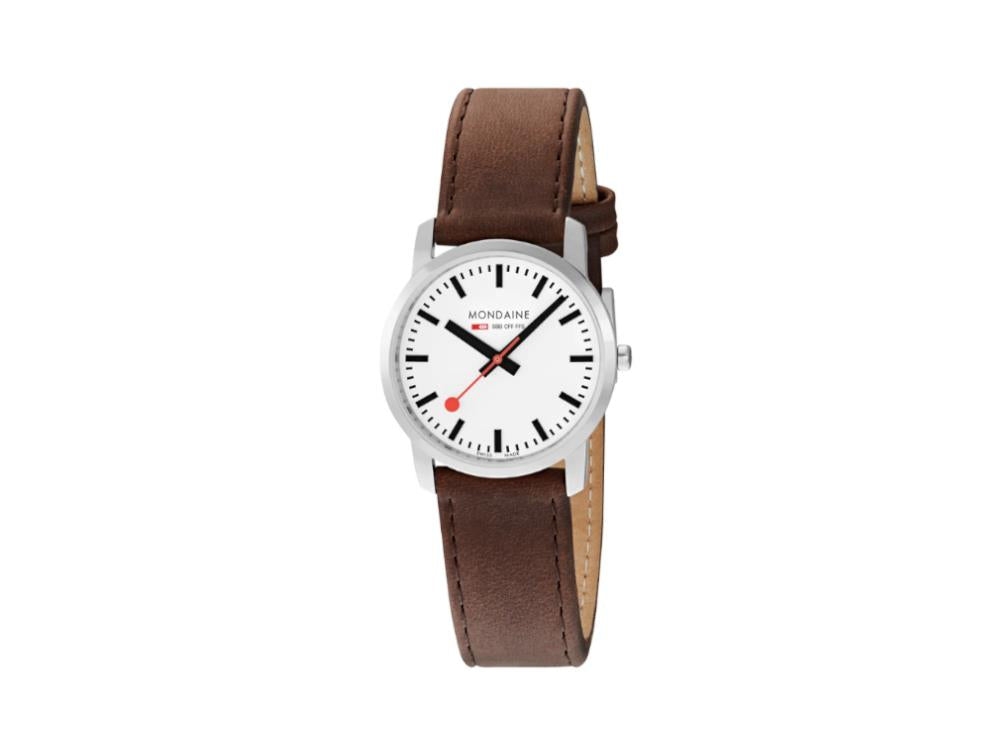 Mondaine SBB Simply Elegant Quartz Watch, White, 36 mm, A400.30351.11SBG