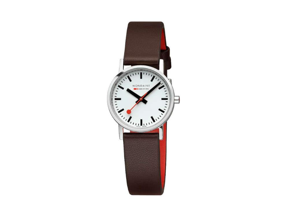 Mondaine Classic SBB Quartz Watch, White, 30 mm, Leather strap, A658.30323.11SBG