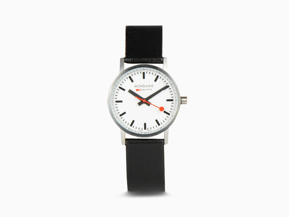 Mondaine Classic Quartz Watch, White, 30 mm, Leather strap, A658.30323.16SBB