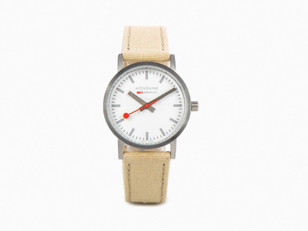 Mondaine Classic Quartz Watch, White, 30 mm, Fabric strap, A658.30323.17SBK