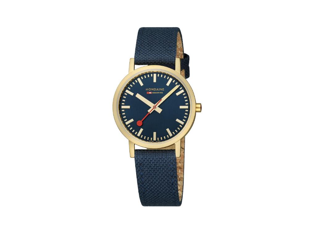 Mondaine Classic Quartz Watch, Blue, 36 mm, Fabric strap, A660.30314.40SBQ