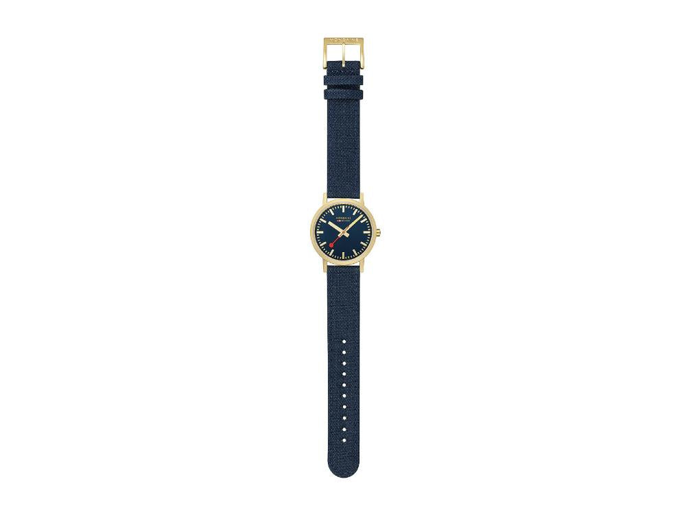 Mondaine Classic Quartz Watch, Blue, 36 mm, Fabric strap, A660 