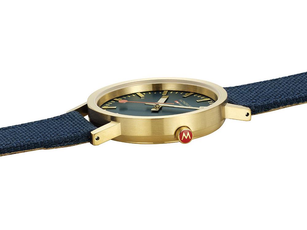 Mondaine Classic Quartz Watch, Blue, 36 mm, Fabric strap, A660  