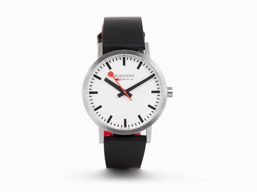 Mondaine Classic Quartz Watch, White, 40 mm, Leather strap, A660.30360.16SBB