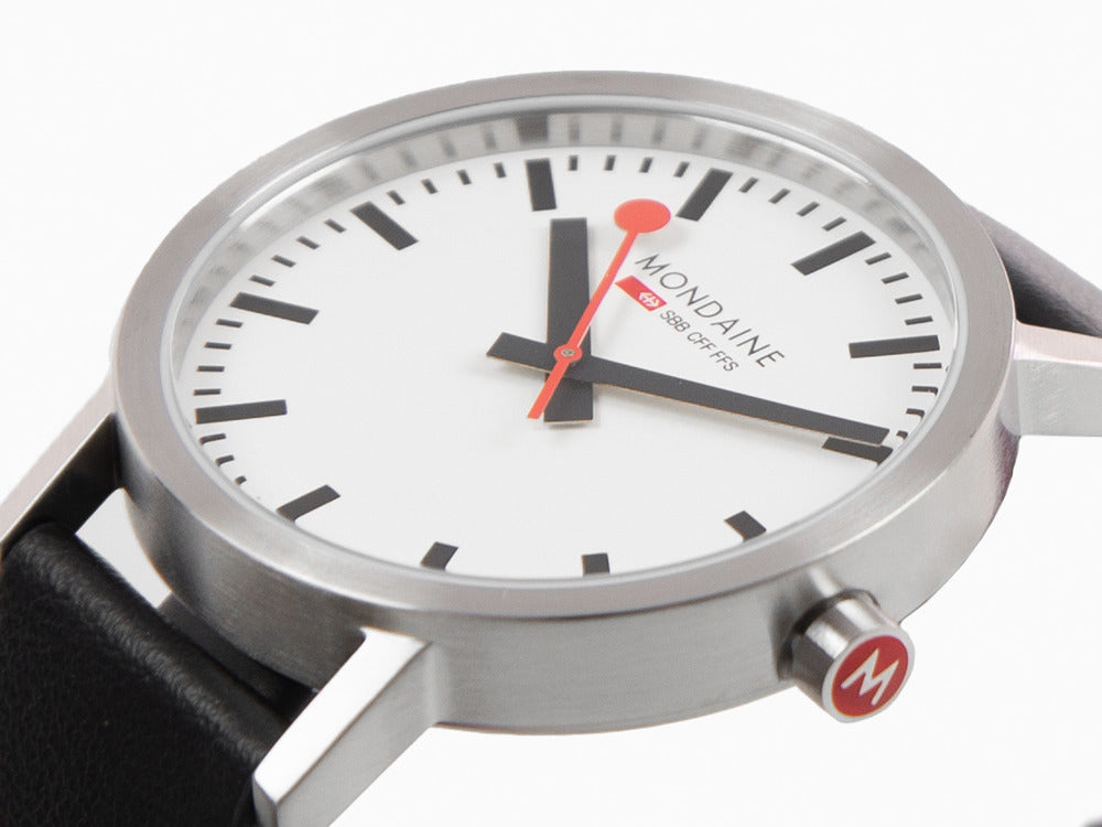 Mondaine Classic Quartz Watch, White, 40 mm, Leather strap, A660.30360.16SBB