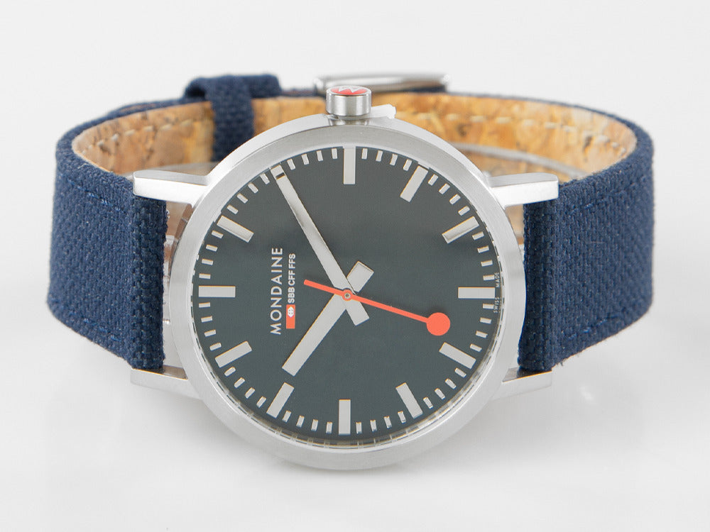 Mondaine SBB Classic Quartz Watch, Blue, 40 mm, Fabric strap, A660