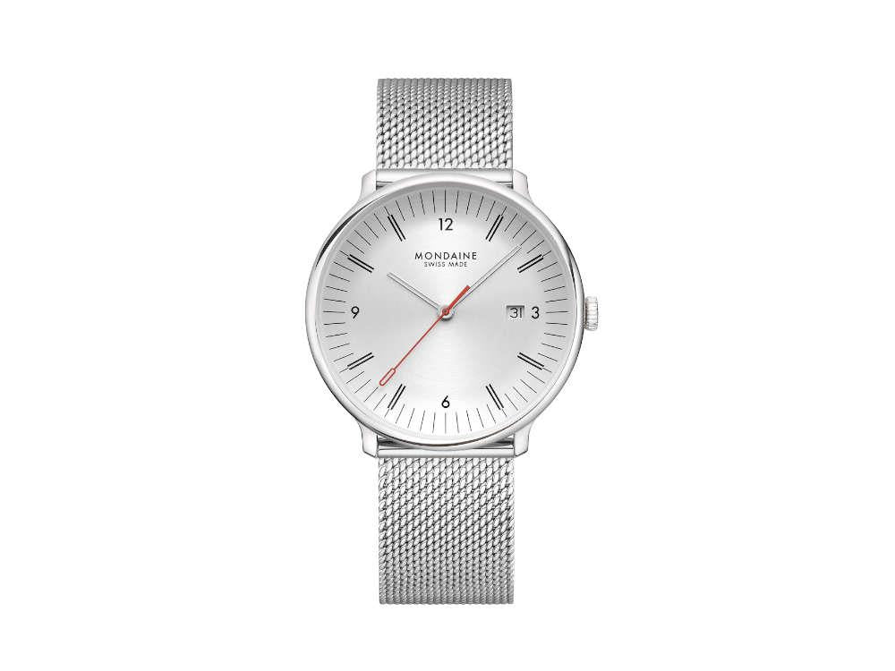 Mondaine Doppio Quartz Watch, White, 41 mm, MLE.41210.SM
