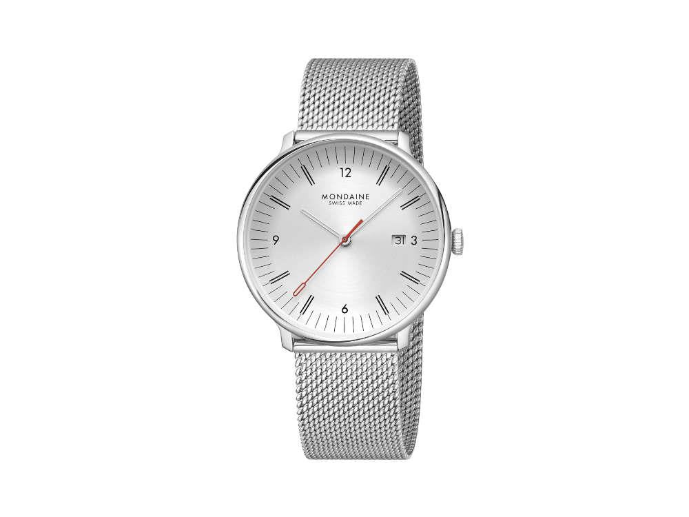 Mondaine Doppio Quartz Watch, White, 41 mm, MLE.41210.SM