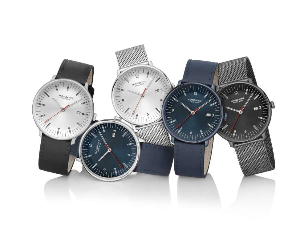 Mondaine Doppio IP Quartz Watch, Blue, 41 mm, MLE.41240.LDV