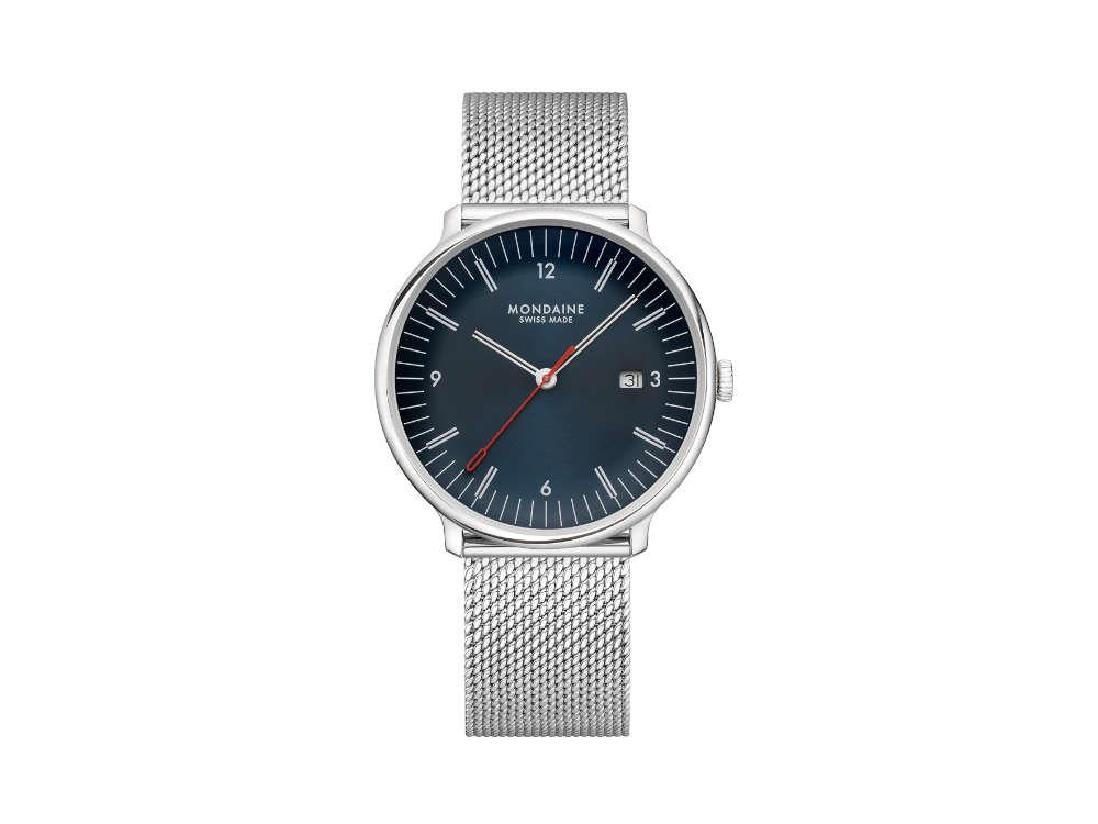 Mondaine Doppio Quartz Watch, Blue, 41 mm, MLE.41240.LQV.SET
