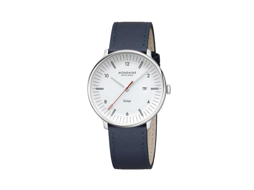 Mondaine Doppio Quartz Solar Watch, White, 41 mm, MLE.41910.LDV