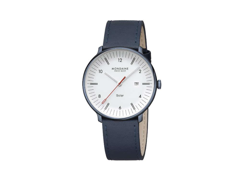 Mondaine Doppio IP Solar Quartz Watch, White, 41 mm, MLE.41910.LQV