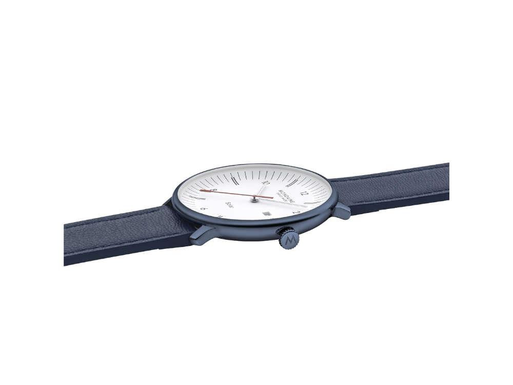 Mondaine Doppio IP Solar Quartz Watch, White, 41 mm, MLE.41910.LQV
