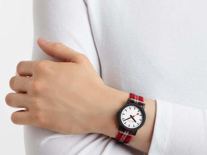 Mondaine SBB Evo2 Quartz Watch, White, 32 mm, Fabric strap, MS1.32111.LC