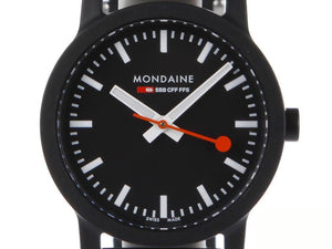 Mondaine Essence Quartz Watch, Ecological - Recycled, Black, 32mm, MS1.32120.RB