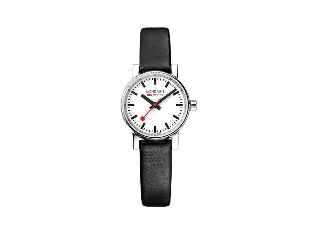 Mondaine SBB Evo2 Petite Quartz Watch, White, 26mm, Leather strap, MSE.26110.LB
