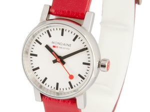 Mondaine SBB Evo2 Petite Quartz Watch, White, 26mm, Leather strap, MSE.26110.LC