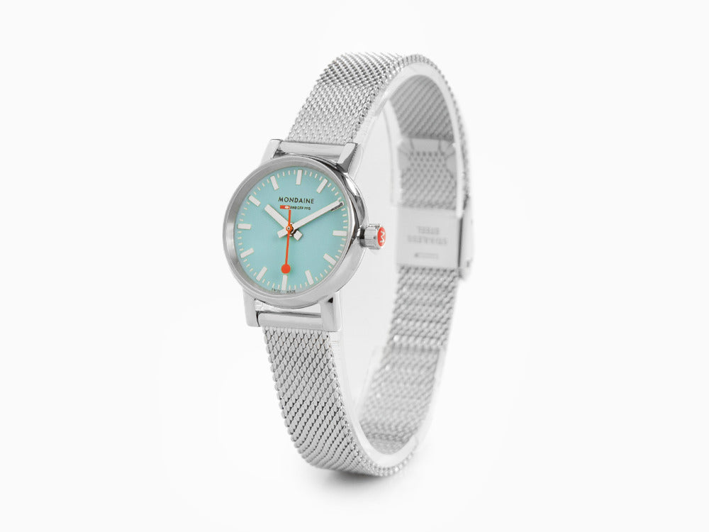 Mondaine SBB Evo2 Turquoise Lake Quartz Watch, Blue, 26 mm, MSE 