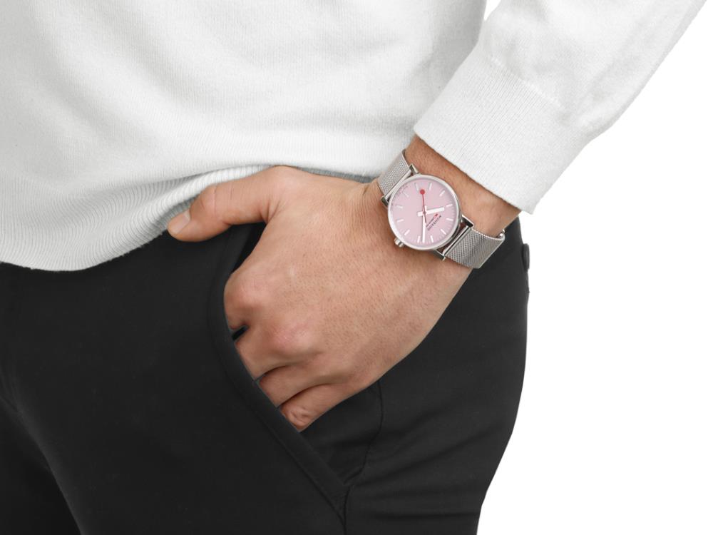 Mondaine SBB Evo2 Wild Rose Quartz Watch, Pink, 35 mm, MSE.35130 