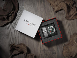Mondaine Cushion Quartz Watch, Green, 41 mm, Fabric strap, MSL.41460.LF.SET