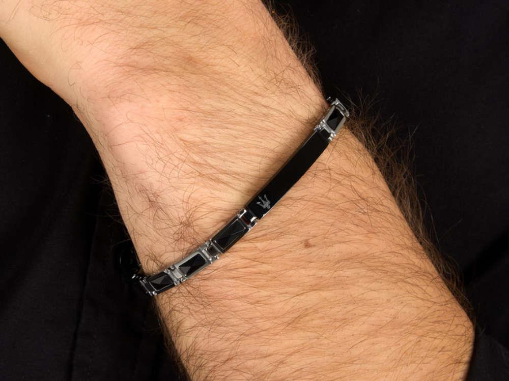 Maserati Gioielli Ceramic Bracelet, Steel, Black, JM226ATZ79