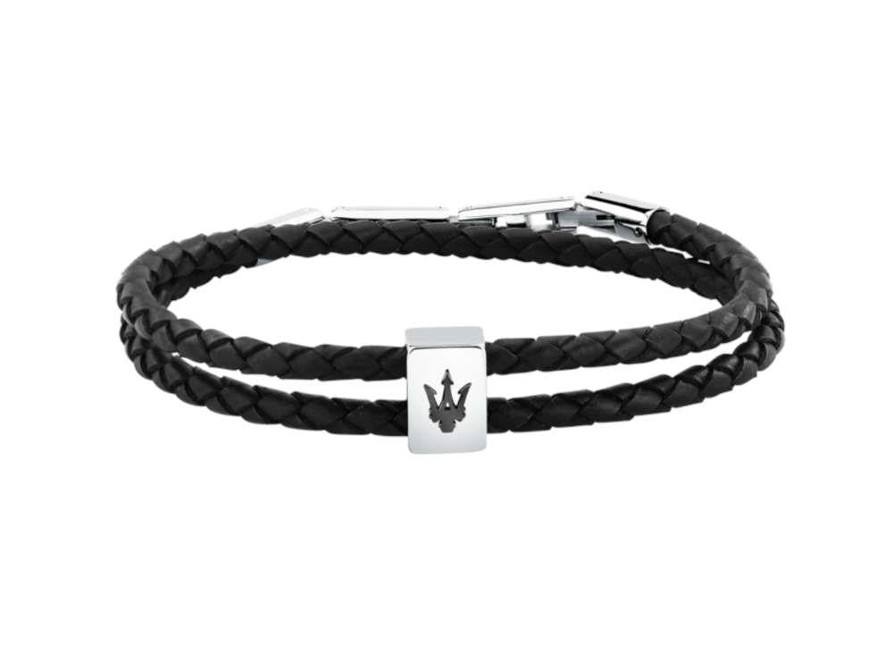 Maserati Gioielli Bracelet Leather, Black, Stainless Steel, JM226AVE44
