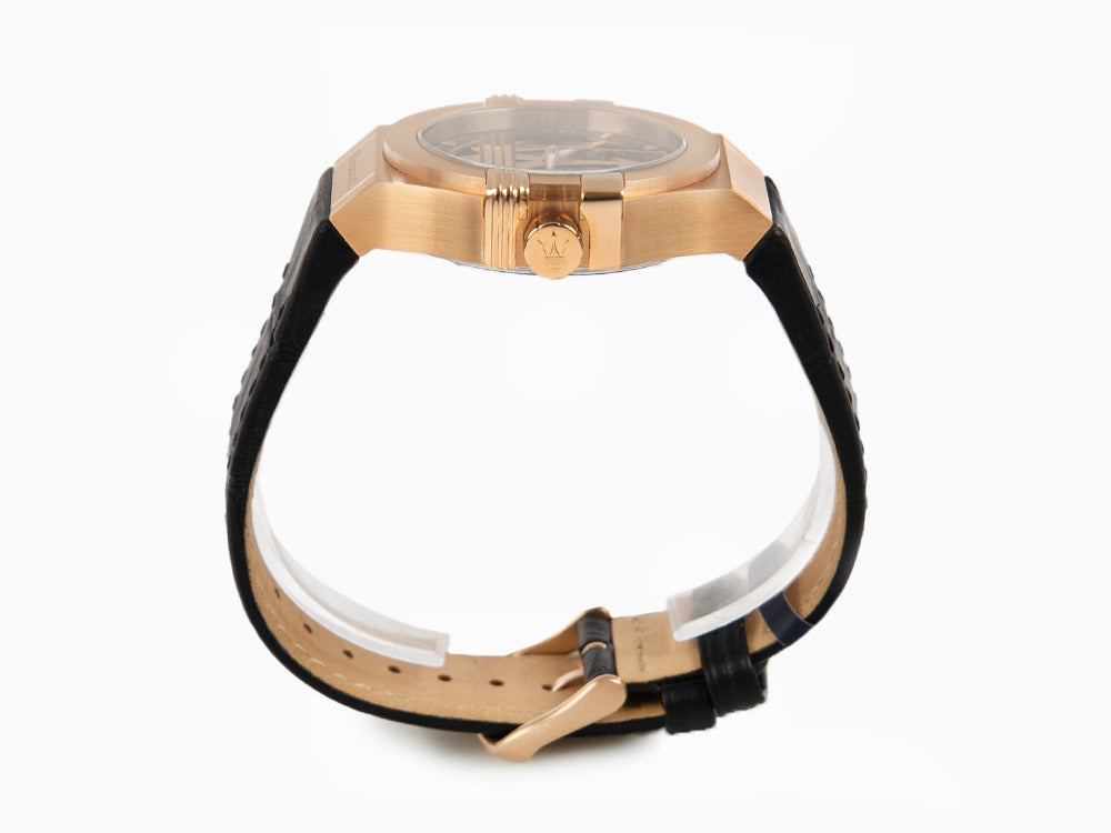 Maserati Potenza Automatic Watch, PVD Rose Gold, Black, 42 mm 