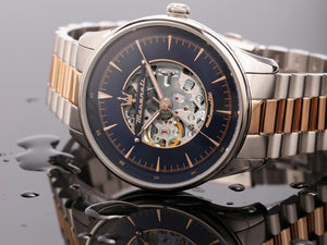 Maserati Tradizione Automatic Watch, PVD Rose Gold, Blue, 45 mm, R8823146001