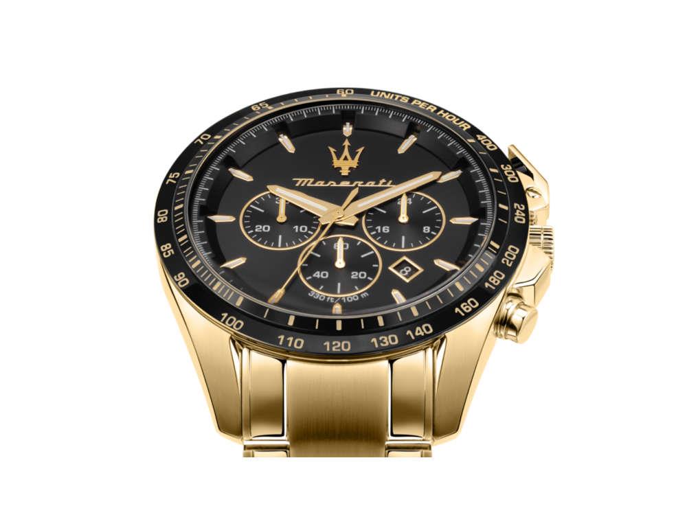Maserati Traguardo Quartz Watch, PVD Gold, Black, 45 mm, R8873612041