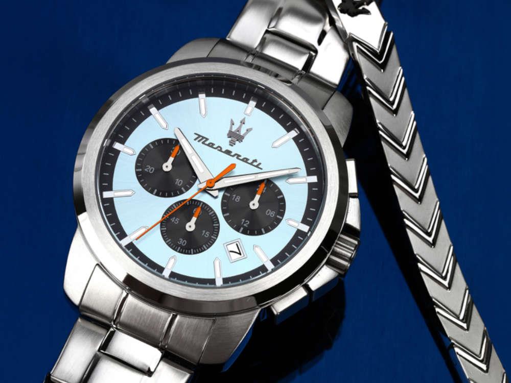 Maserati Successo Quartz Watch, Light Blue, 42 mm, Mineral crystal, R8873621045