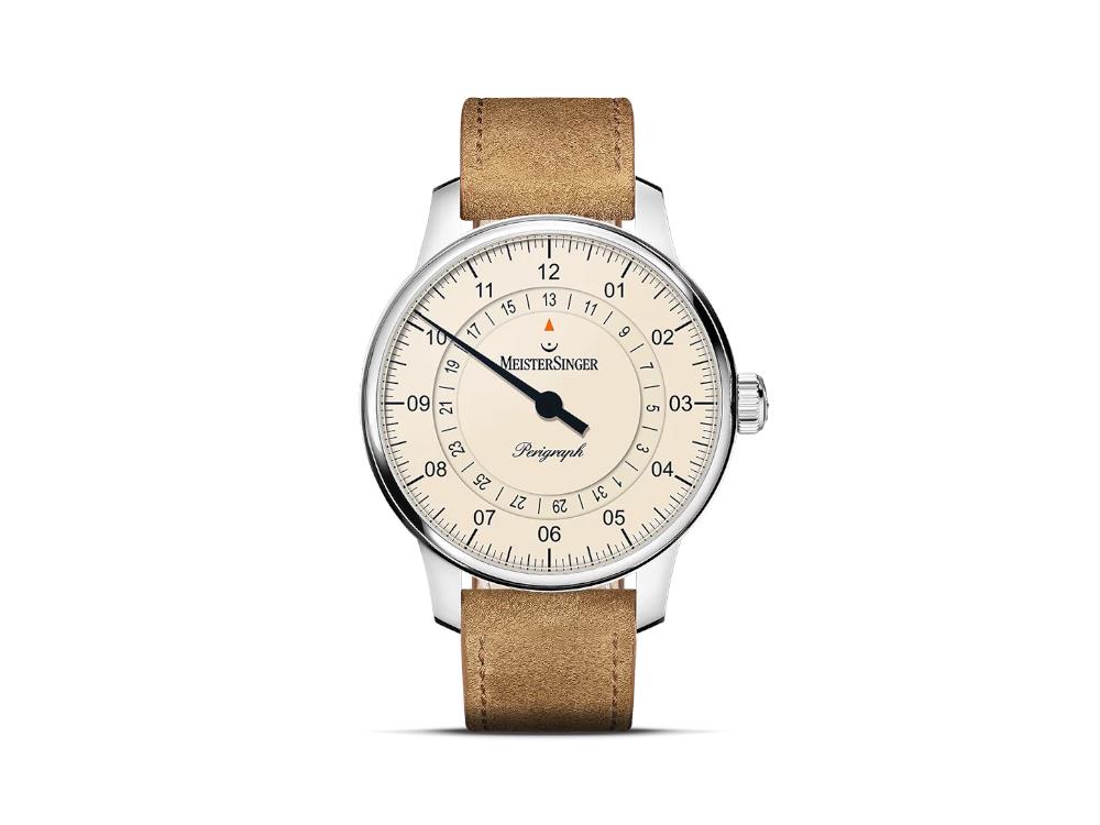 Meistersinger Perigraph Automatic Watch, SW 300, 38 mm, Beige, BM1103-SV03