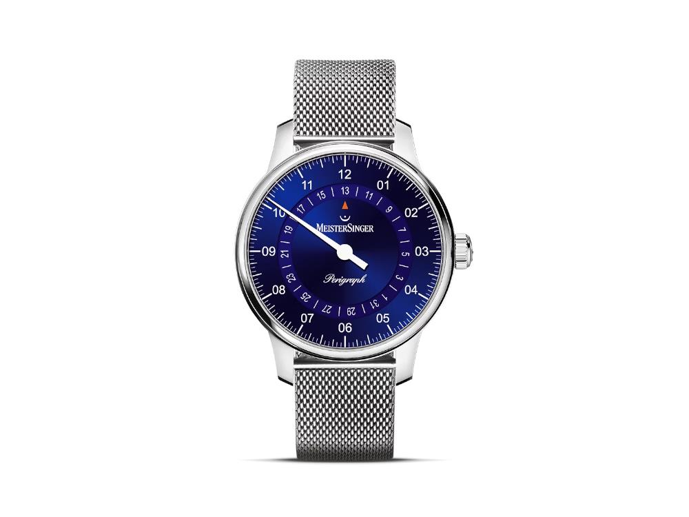 Meistersinger Perigraph Automatic Watch, SW 300, 38 mm, Blue, BM1108-MIL18