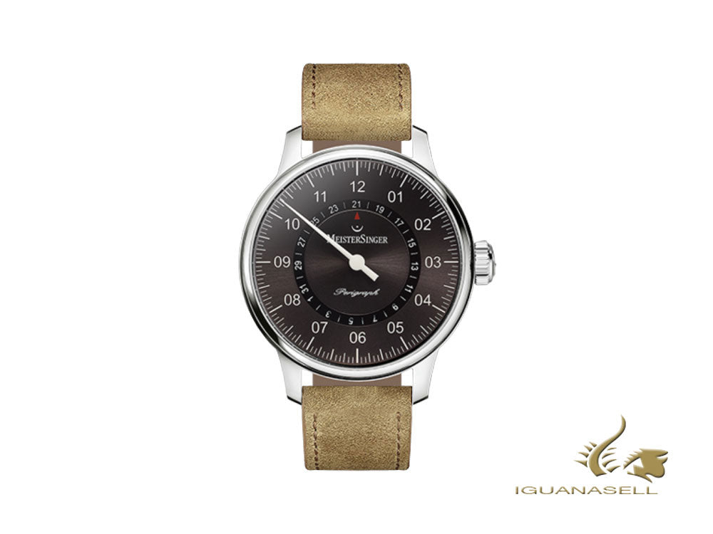 Meistersinger Perigraph Automatic Watch, 43 mm, Leather strap, AM1007-SV03