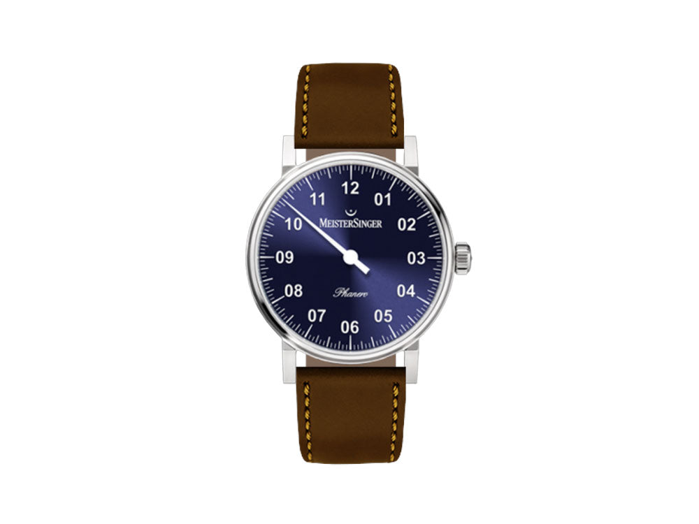 Meistersinger Phanero Watch, Manual winding, Blue sunburst, 35mm, PH308-SCF12