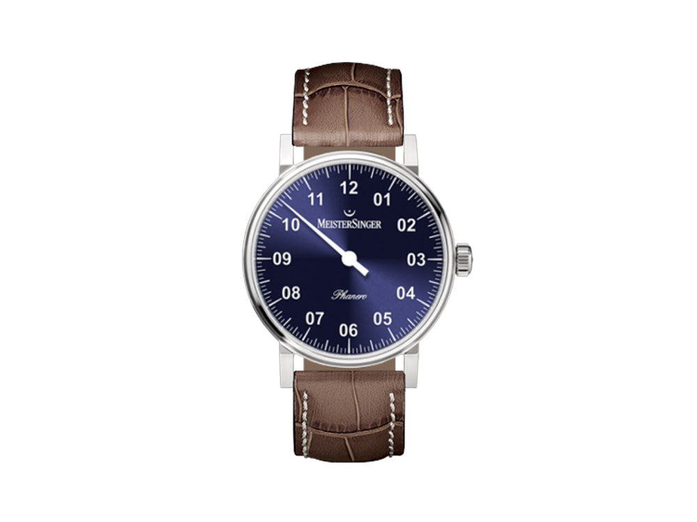 Meistersinger Phanero Watch, Manual winding, SW 210, Sunburst blue, PH308-SG12W