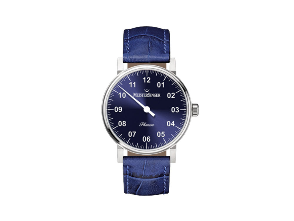 Meistersinger Phanero Watch, Manual winding, SW 210, Blue sunburst, PH308-SG14