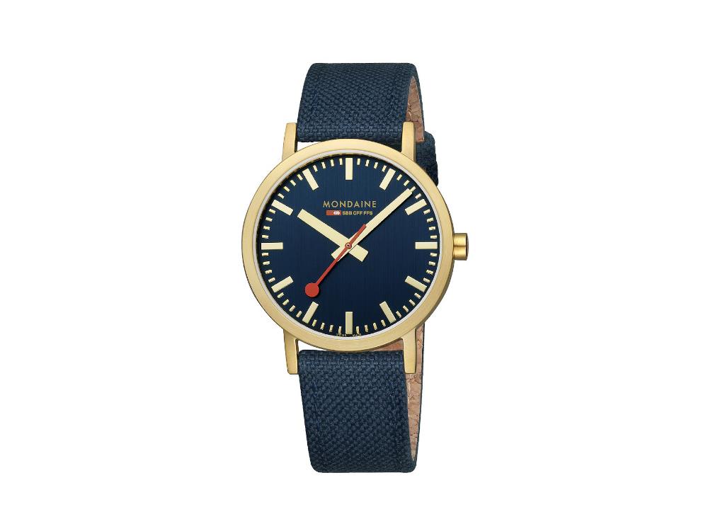 Mondaine Classic Quartz Watch, Blue, 40 mm, Fabric strap, A660.30360.40SBQ