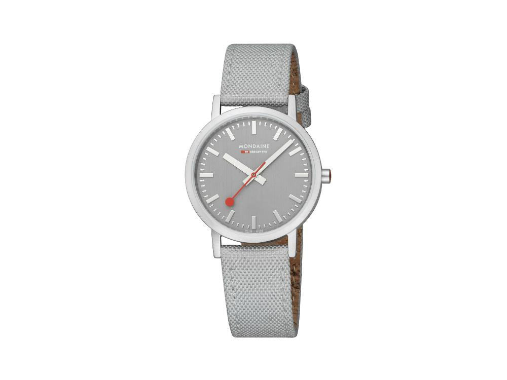 Mondaine SBB Classic Quartz Watch, Grey, 36 mm, Fabric strap, A660.30314.80SBH