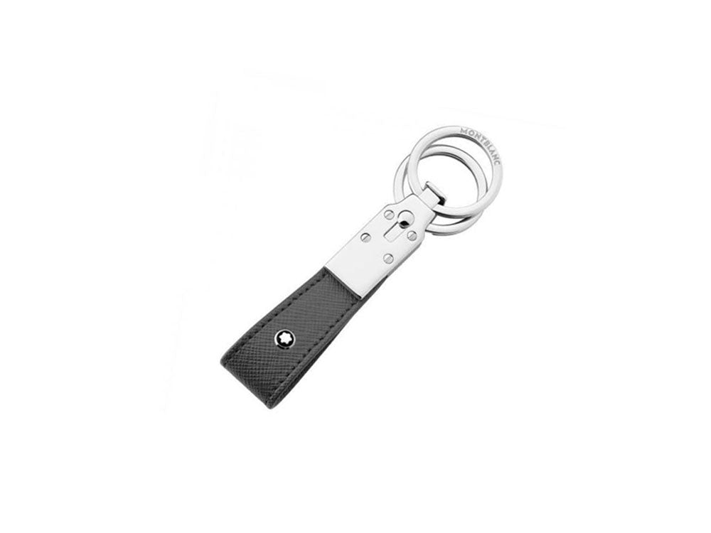 Montblanc Sartorial Key ring, Brass, Leather, Black, 2 Rings, 114627