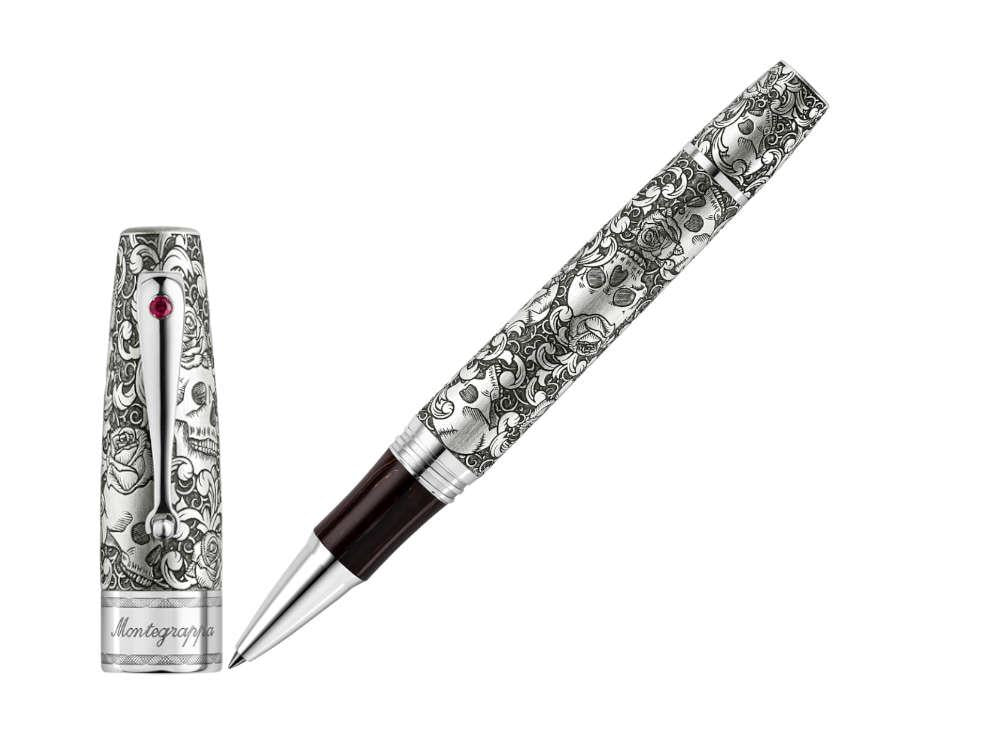 Montegrappa Skulls & Roses Rollerball pen, Silver, Limited Edition, ISSKNRSE