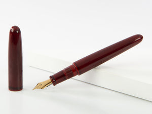 Nakaya Cigar Portable Fountain Pen, Aka-Tamenuri, 14k Gold, Italic Nib