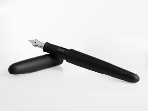 Nakaya Cigar Fountain Pen Portable, Black Hairline, Rodhium
