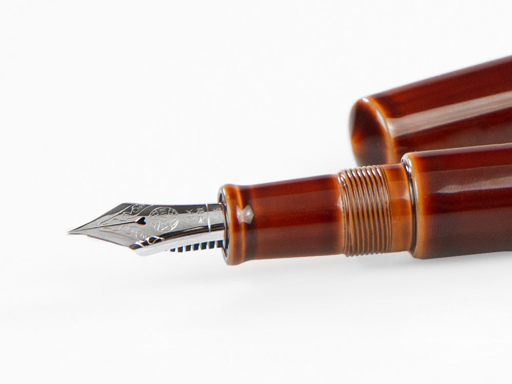 Nakaya Cigar Fountain Pen Piccolo, Toki-Tamenuri, Ebonite, Rodhium