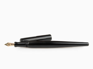 Nakaya Desk Fountain Pen, Black, Ebonite and Urushi lacquer, 14k Gold,