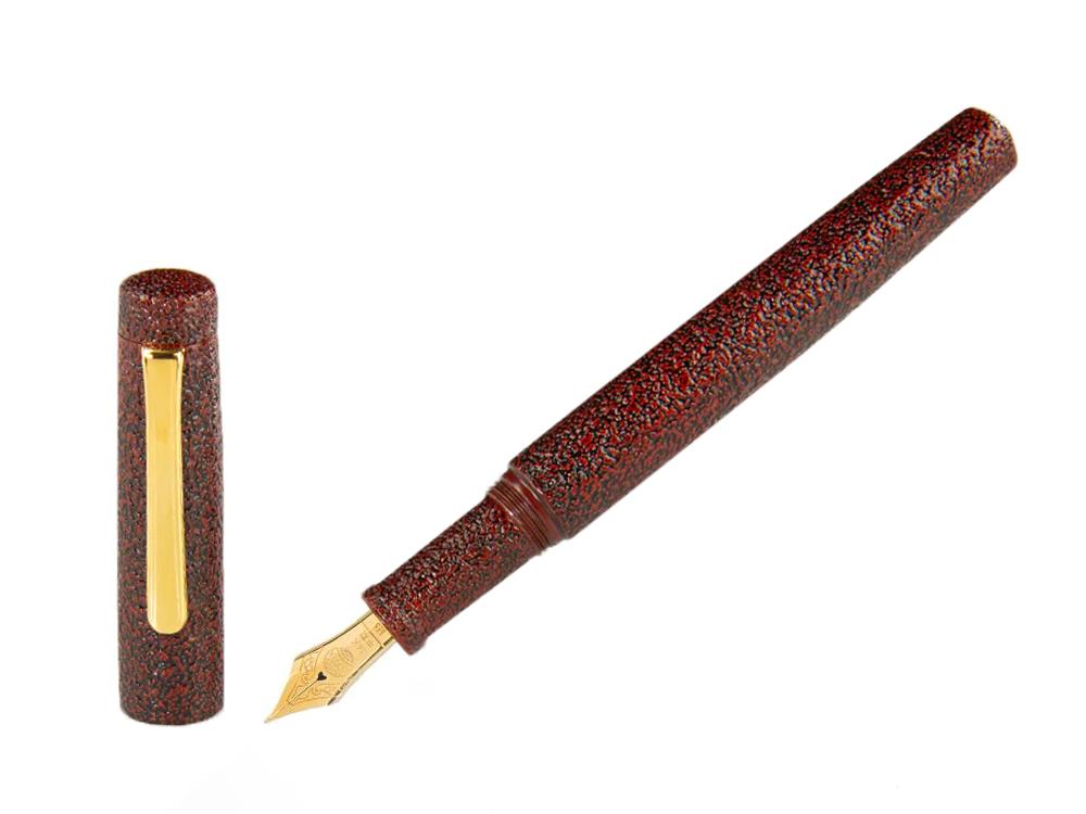 Nakaya Neo-Standard Fountain Pen, Ishime Aka Tamenuri, Ebonite