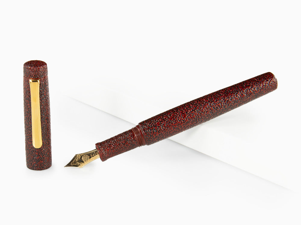 Nakaya Neo-Standard Fountain Pen, Ishime Aka Tamenuri, Ebonite